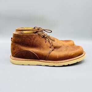 Oliberte Boots Mens 10 Brown Leather Huron Chukka Ankle Lace Up Wedge Vibram